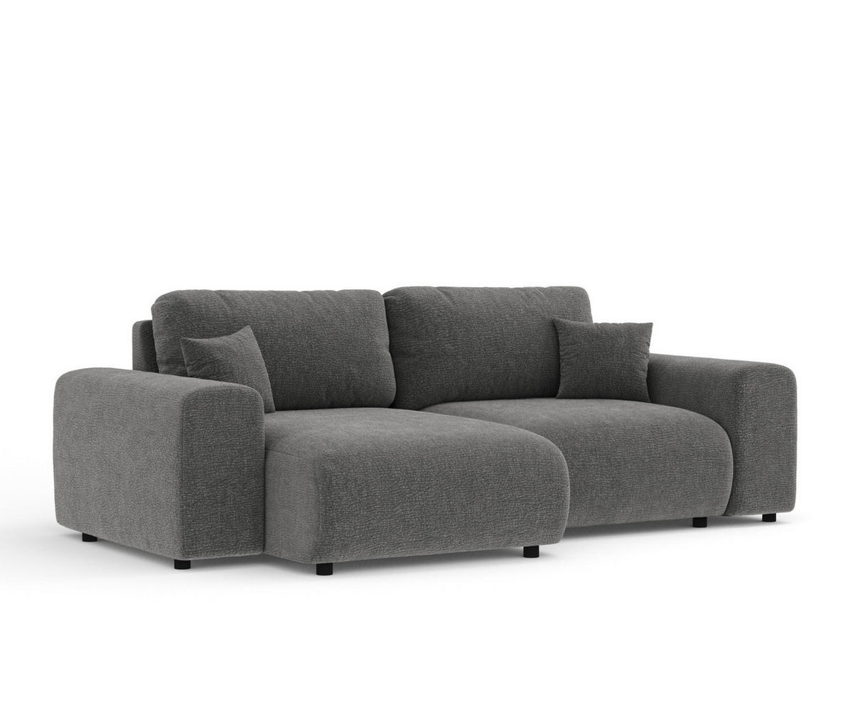 ECKSOFA Zanzibar Hellgrau Samtstoff - Schwarz/Grau, Holz/Holzwerkstoff (237/144cm) - Maison de Reve