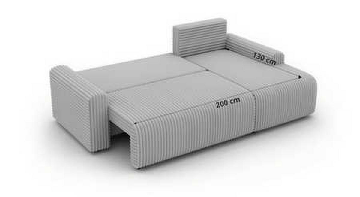 ECKSOFA NESSARO L Hellbraun Cord - Links Seite - Hellbraun/Schwarz, Kunststoff/Textil (244/151cm) - MKS