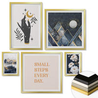 WANDBILDER 5er Set - 50x50 cm & 20x30 cm & 40x60 cm Goldrahmen - Turmbrücken in europäischen Städten - Goldfarben, Kunststoff (40/60cm) - ArtPrintCave