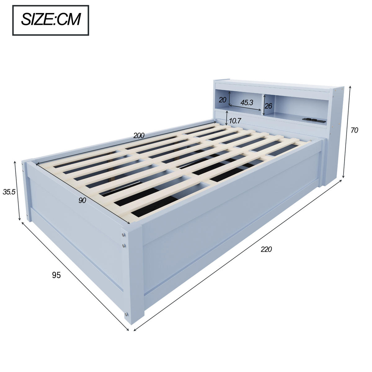 SCHLAFSOFA 90x200cm LED Stauraum Steckdose Massivholz Grau - Grau, Holzwerkstoff (90/200cm) - FLIEKS