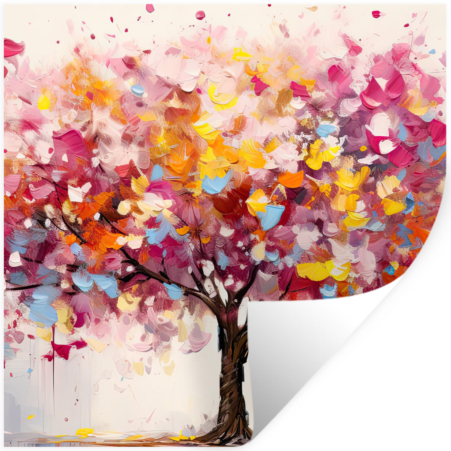 WANDTATTOO Aquarell - Baum - Kunst - Abstrakt 50x50 cm - Multicolor, Kunststoff (50/50/0.1cm) - MuchoWow