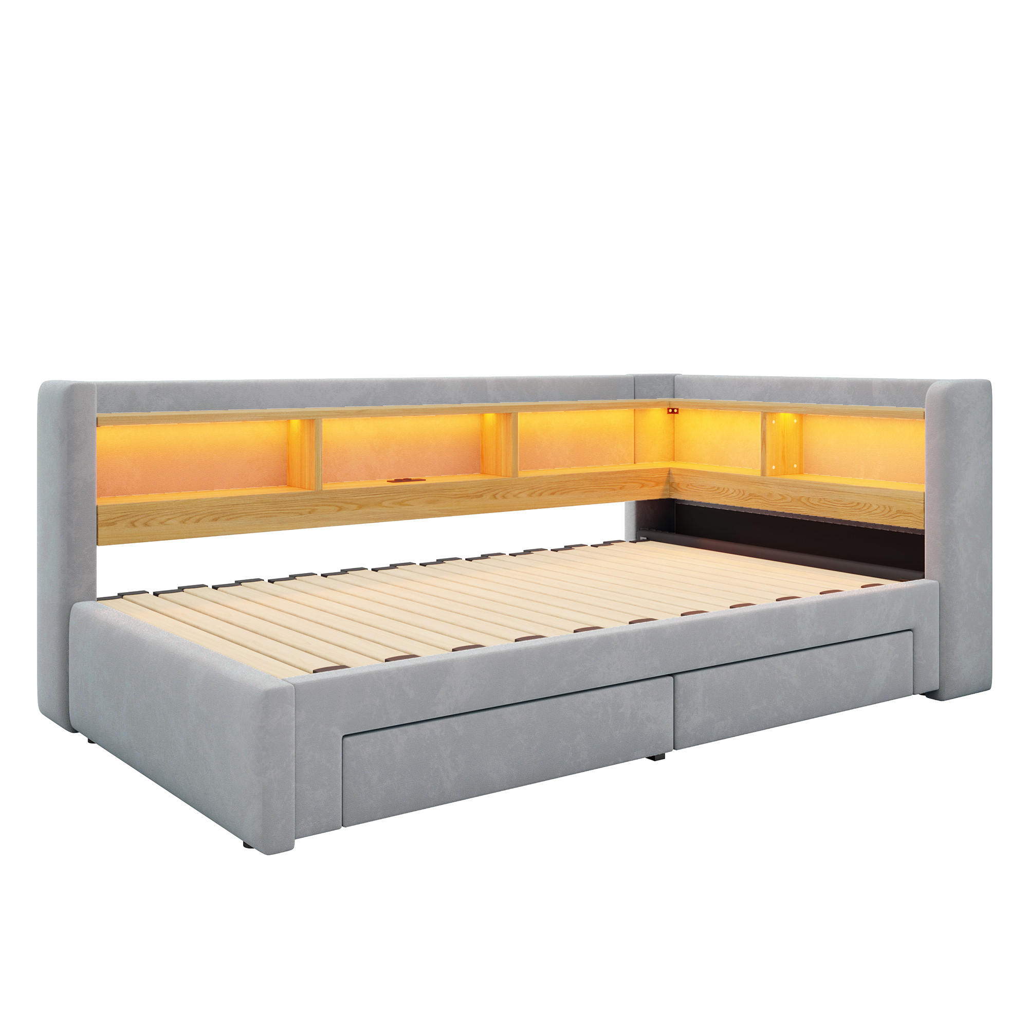 ComfortXL Ausziehbett Grau 90x200 cm