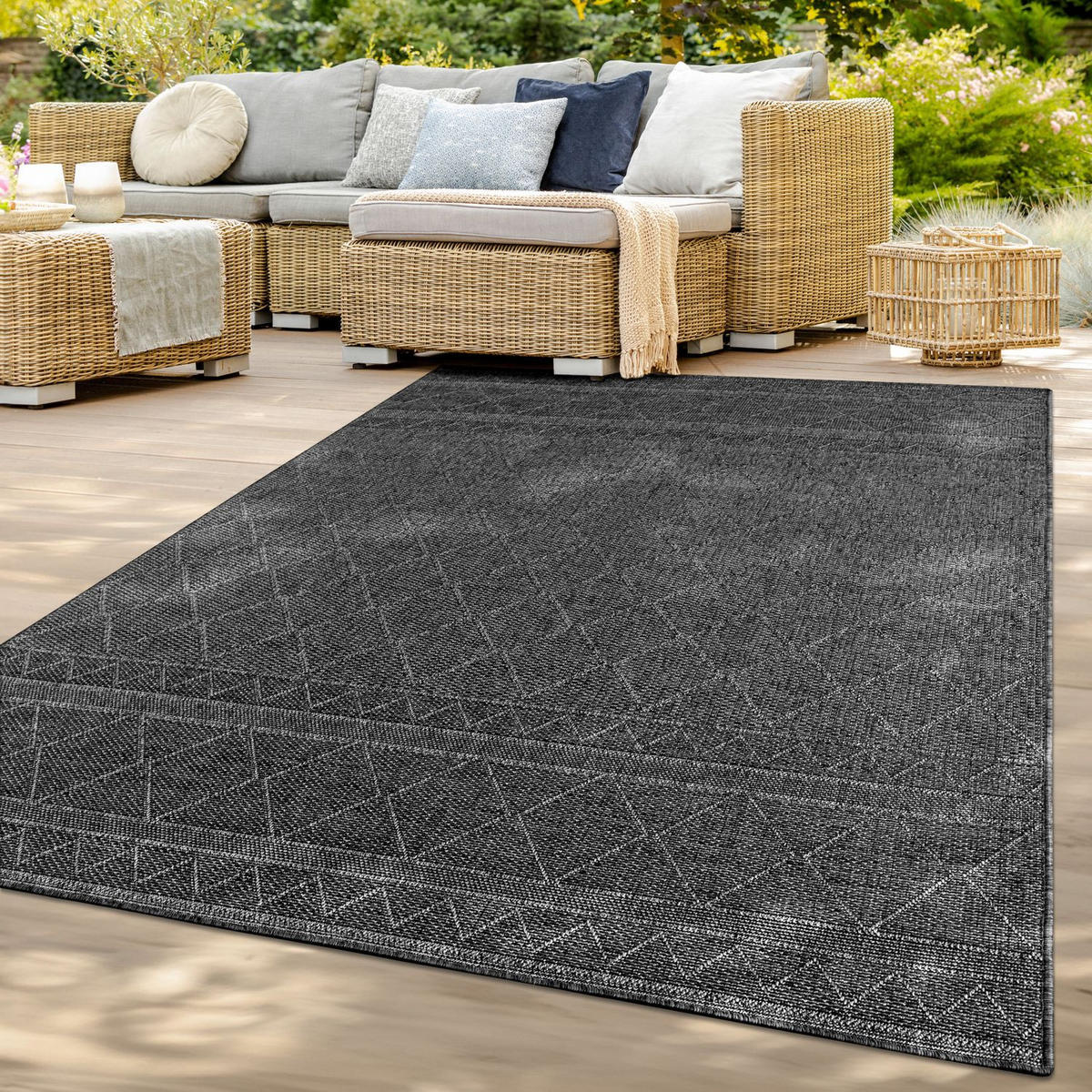 OUTDOORTEPPICH Schwarz 80 x 150 cm - Schwarz, Kunststoff (80/150cm) - TT Home