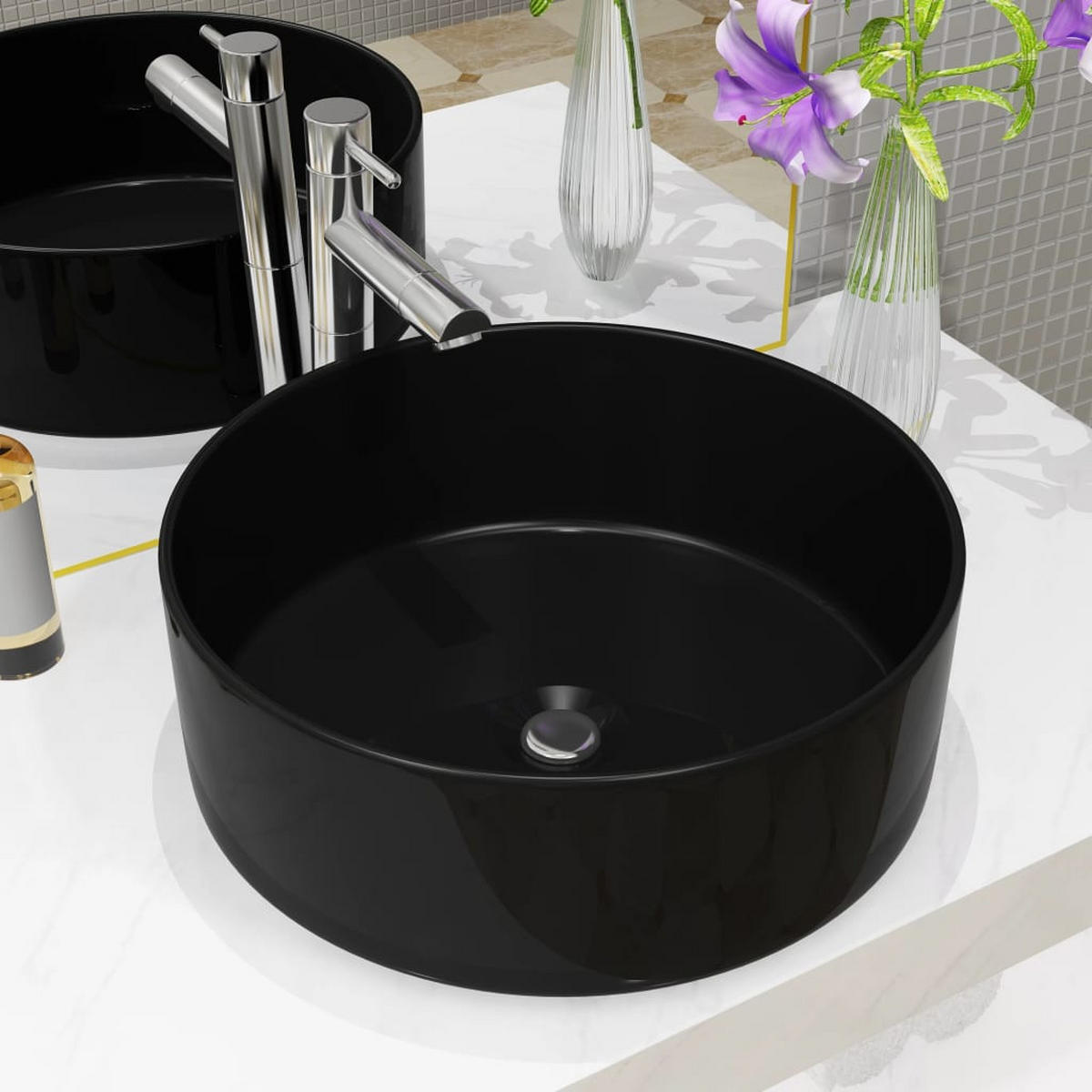 WASCHBECKEN Laabs 40/40/15 cm - Schwarz, Keramik (40/15/40cm) - Nettlife