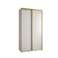 SCHWEBETÜRENSCHRANK 235,2/130/60 2-türig - Goldfarben/Weiß, Holz/Metall (130/235/60cm) - Abiks Möbel