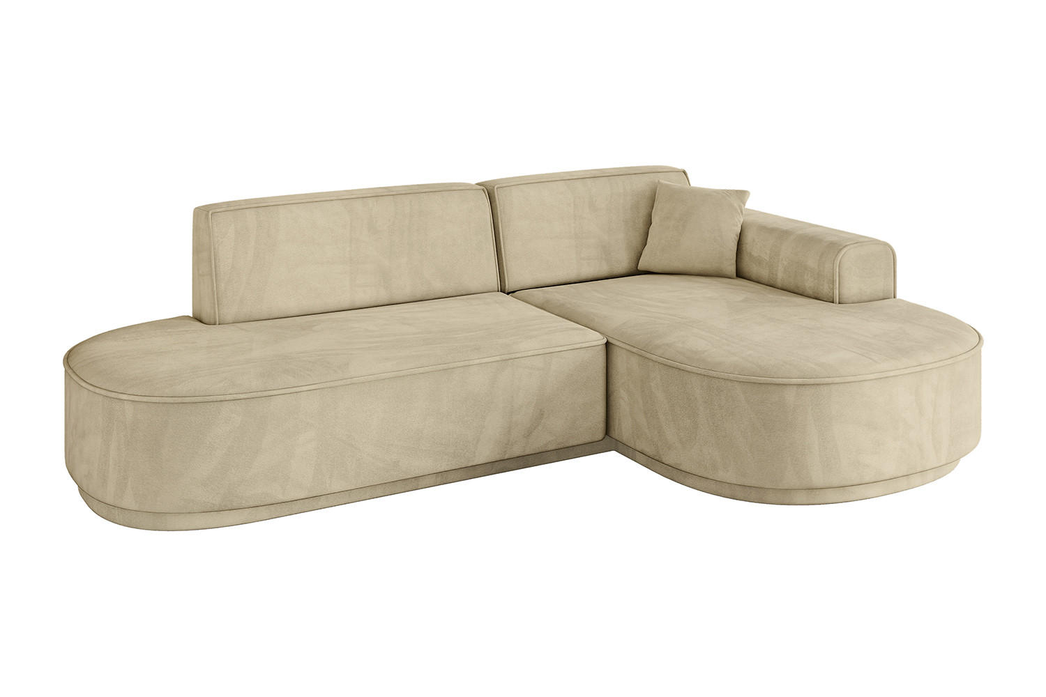 ECKSOFA Ottomane Rechts MARI-L1-v3 - 232x163x81 cm Beige Velours - Beige/Schwarz, Holzwerkstoff/Kunststoff (232/163cm) - ALTDECOR