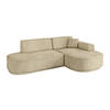 ECKSOFA Ottomane Rechts MARI-L1-v3 - 232x163x81 cm Beige Velours - Beige/Schwarz, Holzwerkstoff/Kunststoff (232/163cm) - ALTDECOR
