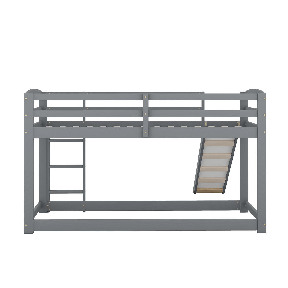 ETAGENBETT 90x200cm Grau für Kinder mit Rutsche Massivholz - Weiß, Holz (90/200cm) - FLIEKS