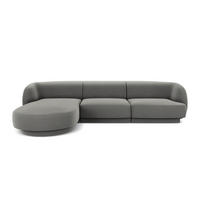 ECKSOFA links Miley aus Samt hellgrau 4 Sitzplätze - Hellgrau, Textil (156/255cm) - Micadoni