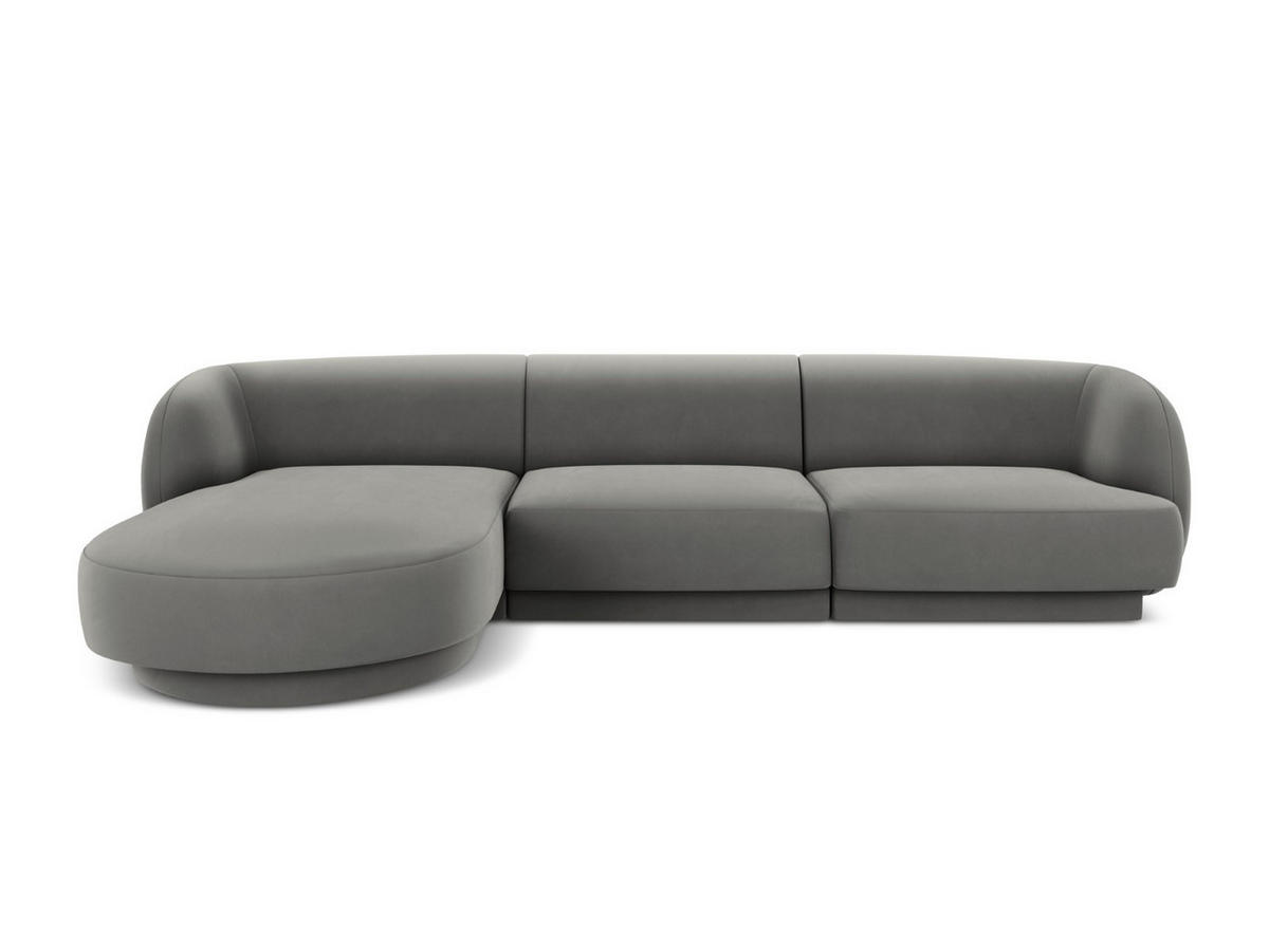 ECKSOFA links Miley aus Samt hellgrau 4 Sitzplätze - Hellgrau, Textil (156/255cm) - Micadoni