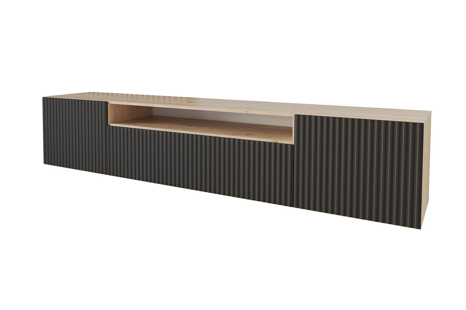LOWBOARD NOA-2-W 200x40x41 cm - Artisan / Schwarz - Schwarz/Eiche Artisan, Holzwerkstoff (200/40/41cm) - ALTDECOR