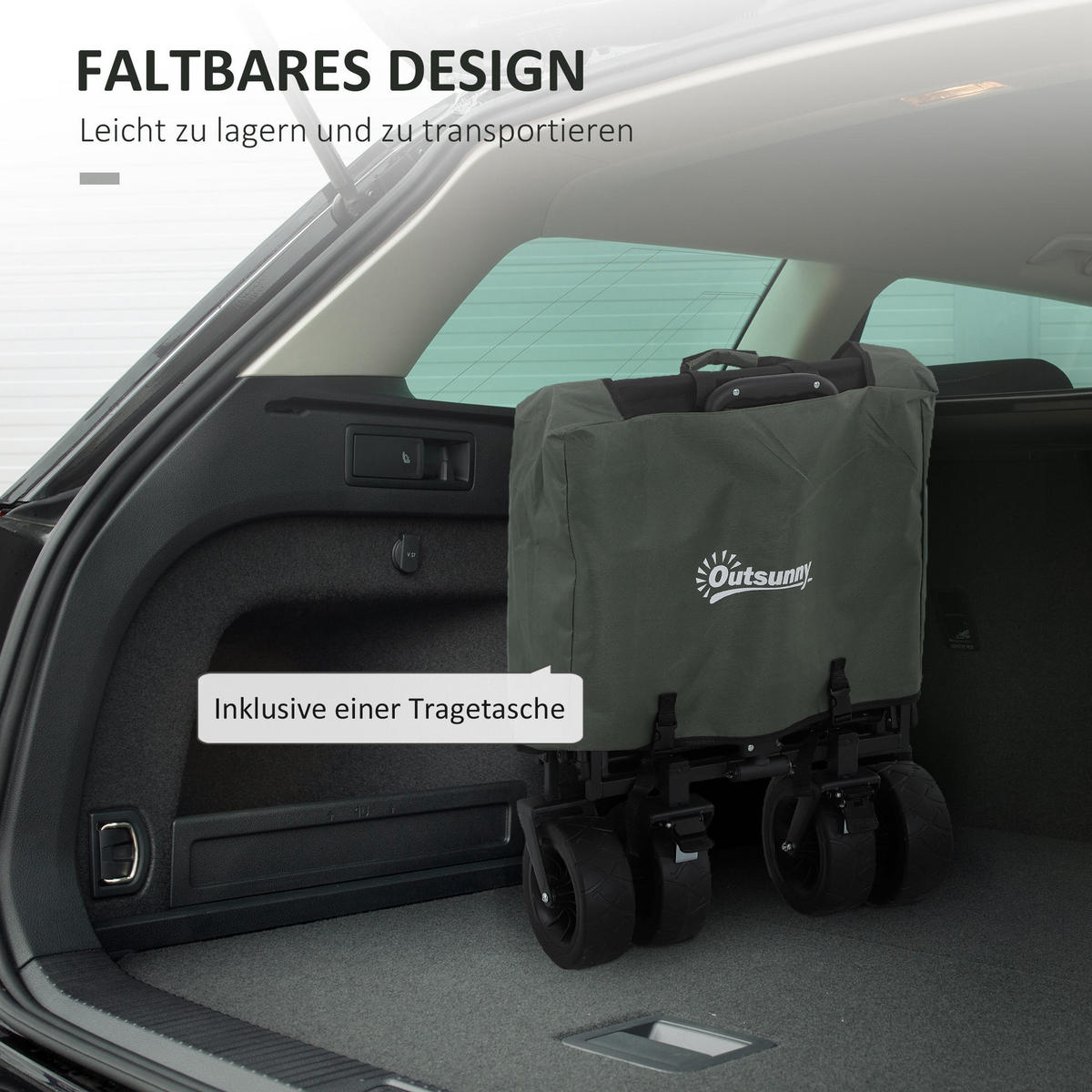 GARTENWAGEN 120 kg belastbar - Grün, Metall (48/102/125cm) - Outsunny