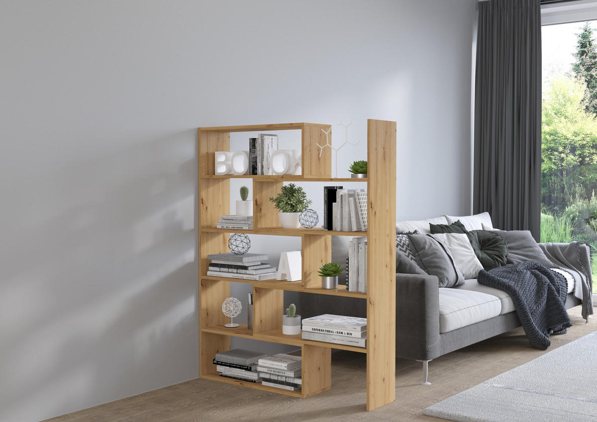 BÜCHERREGAL LORIS 72,5x24x138 cm, Regal Eiche Artisan - Eiche Artisan, Holzwerkstoff (72.5/138/24cm) - MASSENO