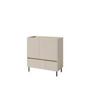 KOMMODE MURO 95/105/40cm mit 2 Schubladen 2 Türen Beige - Beige, Holzwerkstoff (95/105/40cm) - MASSENO
