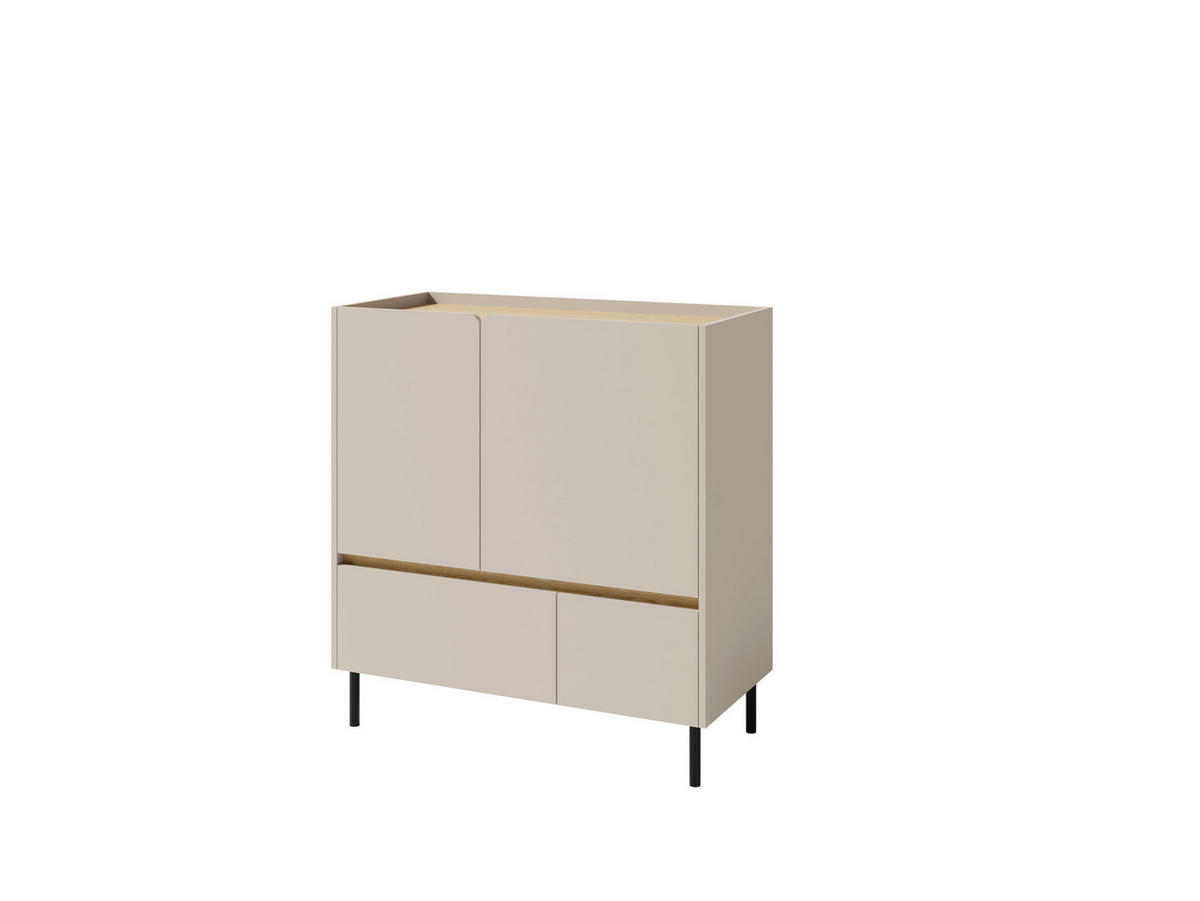 KOMMODE MURO 95/105/40cm mit 2 Schubladen 2 Türen Beige - Beige, Holzwerkstoff (95/105/40cm) - MASSENO