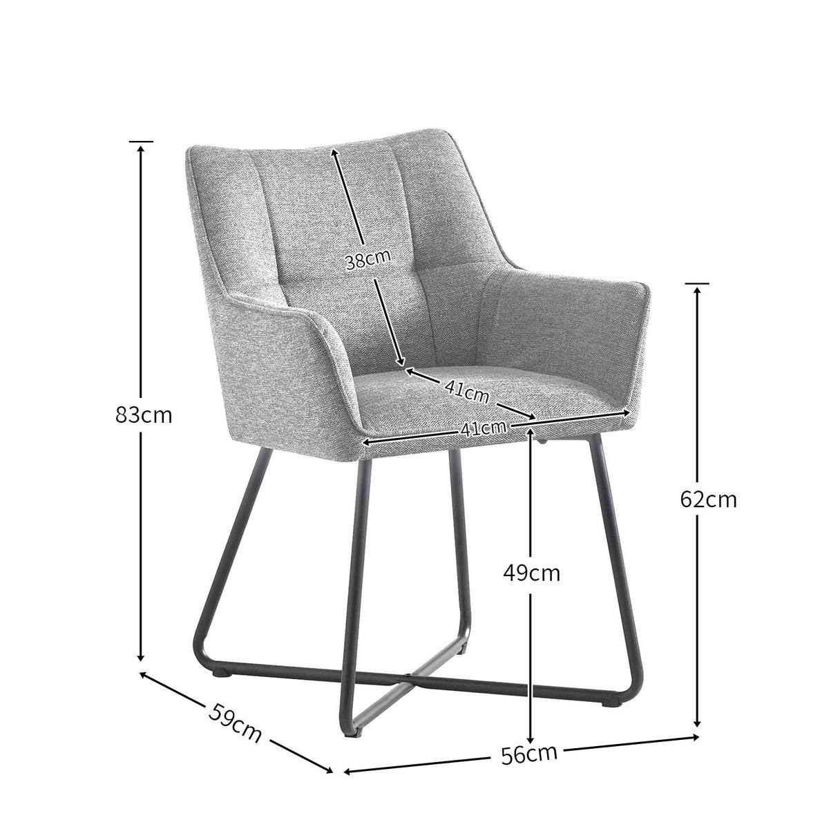ARMLEHNSTUHL BREIGHT Grau 2 Stück - Grau, Textil/Metall (56/83/59cm) - B&D Home