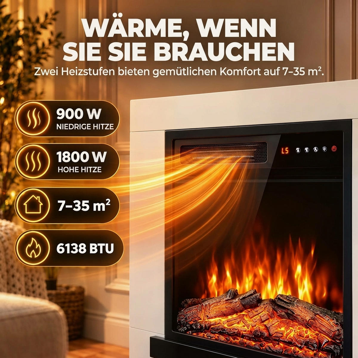 ELEKTROKAMIN Spanplatte Stahl Weiß - Schwarz/Weiß, Holzwerkstoff (23/78.5/80cm) - HOMCOM