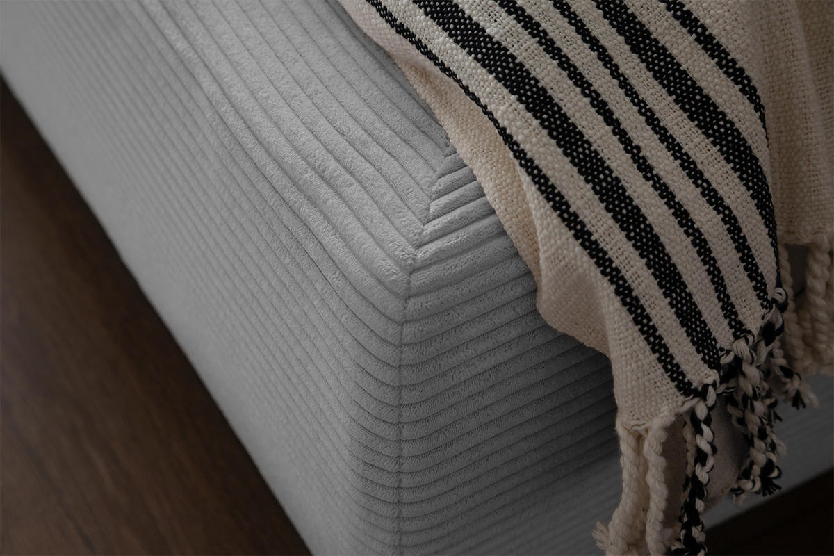 POLSTERBETT HENRY Hellgrau Cord - Silberfarben/Hellgrau, Textil (140/200cm) - KAWOLA