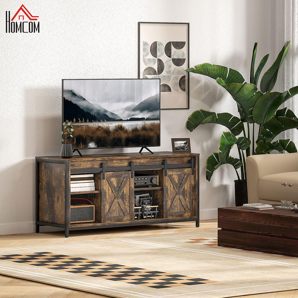 TV-LOWBOARD 120/40/54 cm braun aus Holzwerkstoff mit Schiebetüren - Braun, Holzwerkstoff (120/54/40cm) - OKWISH