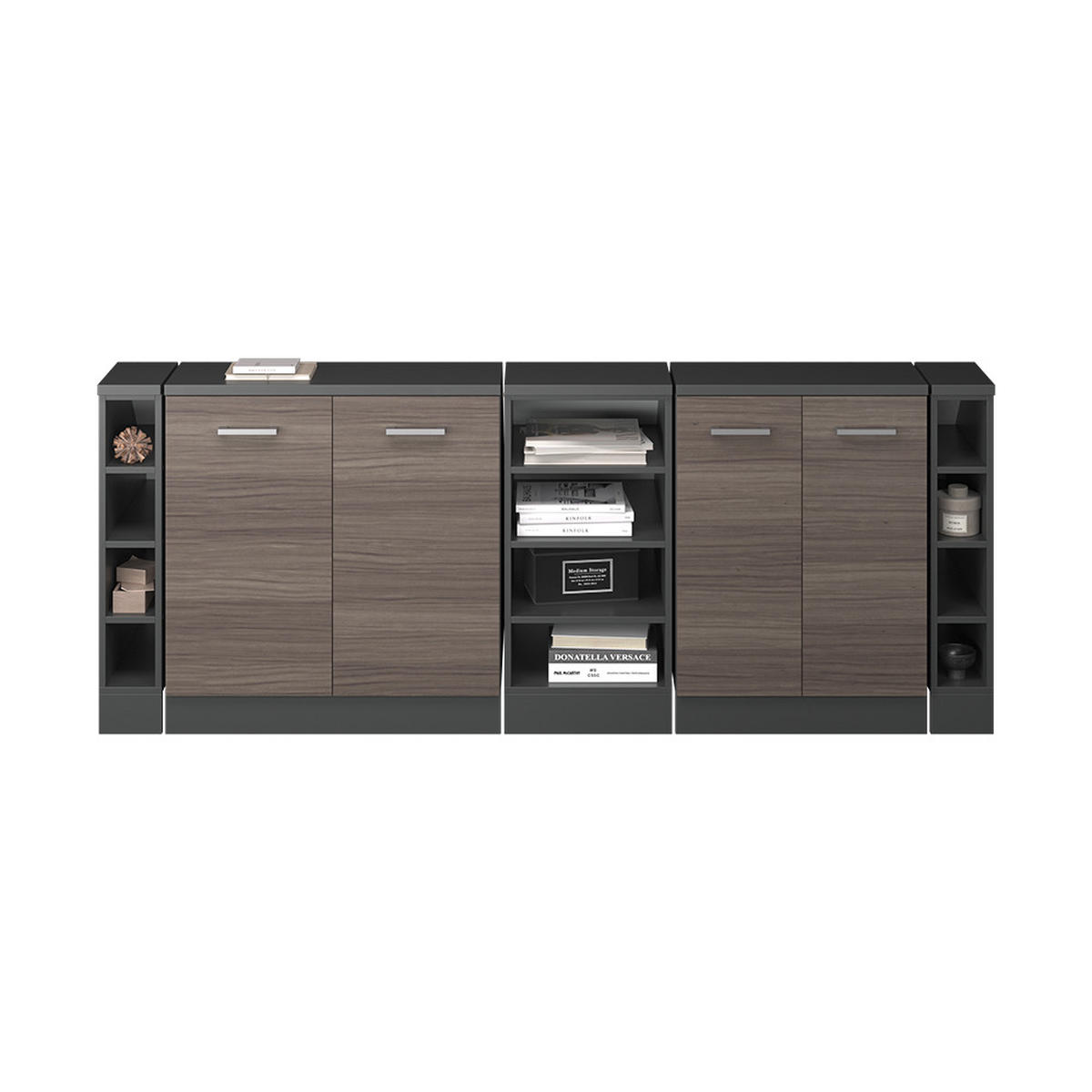 KUHINJSKI ORMAR ZA KOSINE KROVA R-Line Plemenita Siva 210 cm Set od 5 ormarićnih korpusa, dubina 60 cm - siva/antracit, drvni materijal (210/83.8/60cm) - Vicco