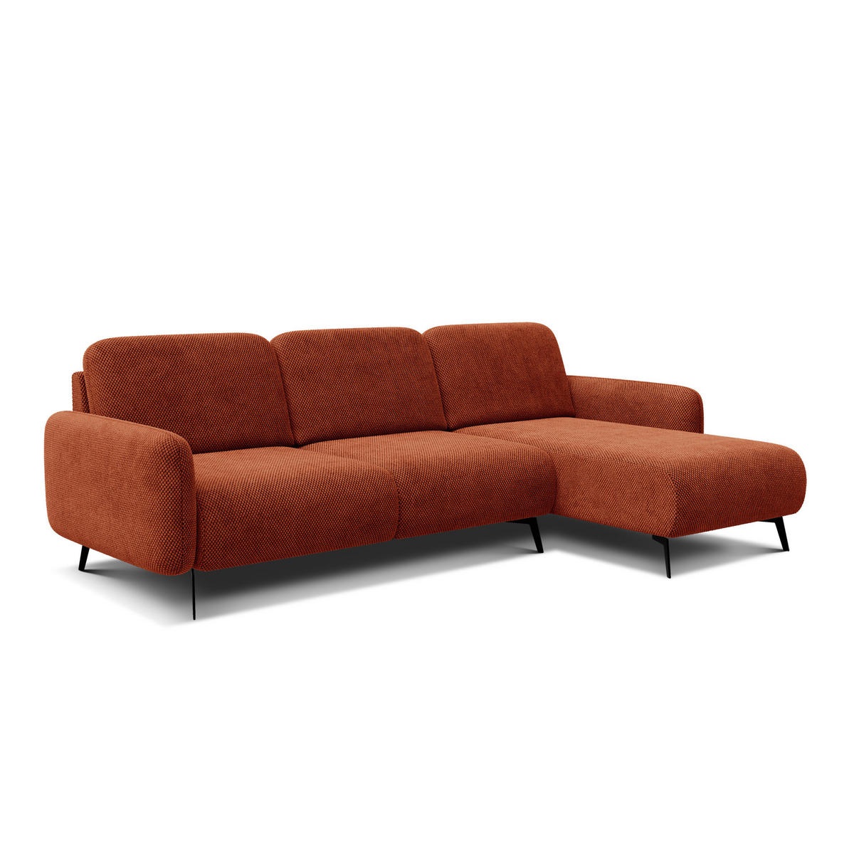 ECKSOFA FEBE 4-Sitzer rechts, dunkelorange - Dunkelorange/Schwarz, Holz/Textil (264/157cm) - Courtois Laville