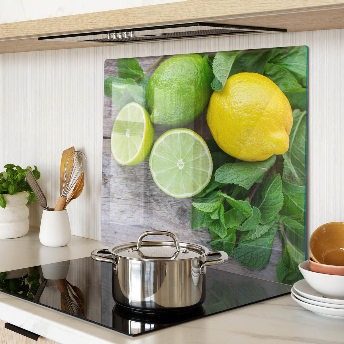 GLASPLATTE 60x52 cm Limette und Zitrone - Grün, Glas (60/0.4/52cm) - TULUP