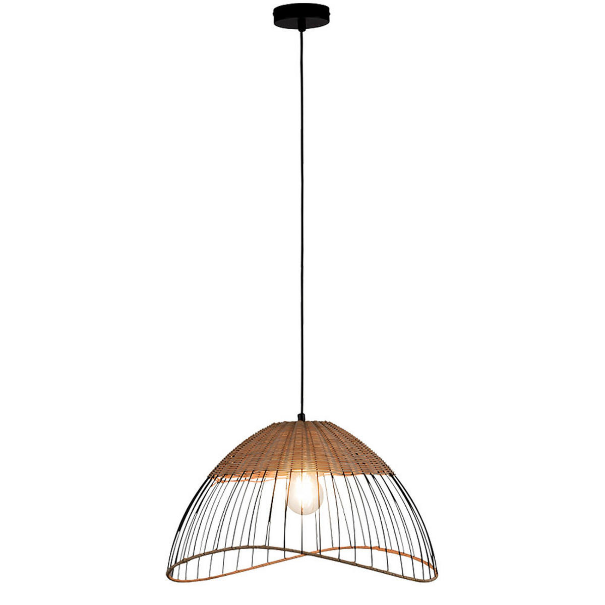 LED HÄNGELEUCHTE Holz Schwarz Rattan - Schwarz, Holz (48/48/120cm)