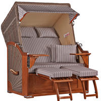 STRANDKORB Seeblick 2 Sitzer Mahagoni - Braun/Grau, Metall (125/170/80cm) - Mr. Deko