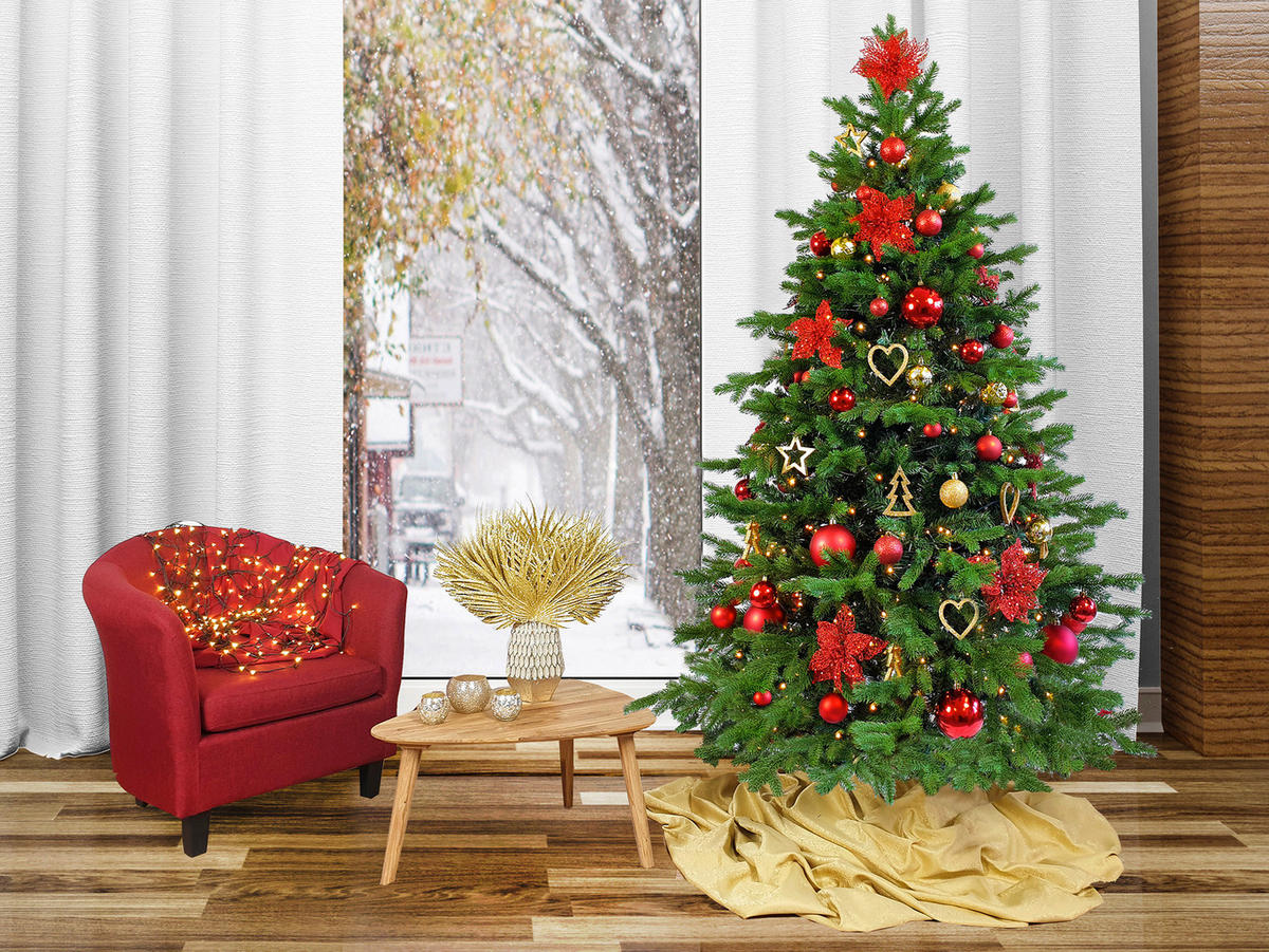 LAALU CHRISTBAUMKUGEL-SET 106 Stück in Luxusbox CHRISTMAS STARS für Weihnachtsbäume 120-210 cm - Rot/Goldfarben, Holzwerkstoff/Textil (55/50/75cm) - LAALU