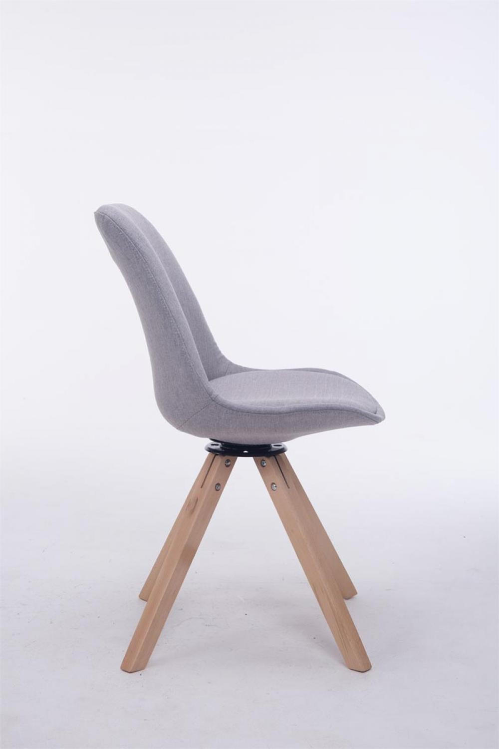 DREHSTUHL Stoff grau - Eukalyptusholzfarben/Grau, Holz/Textil (48/84/56cm) - CLP