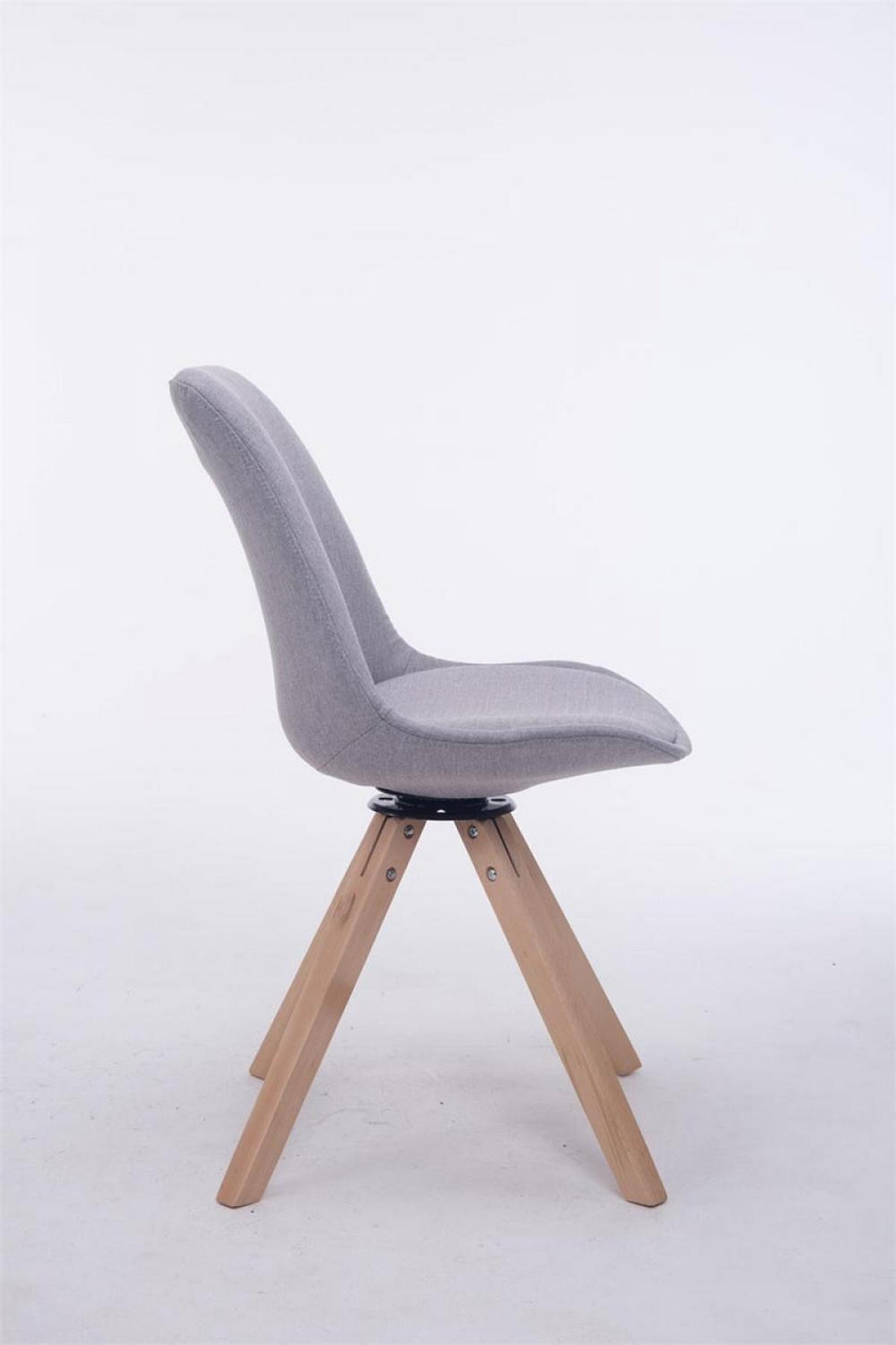 DREHSTUHL Stoff grau - Eukalyptusholzfarben/Grau, Holz/Textil (48/84/56cm) - CLP