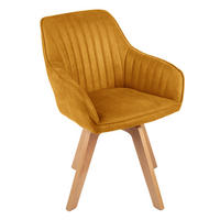 ARMLEHNSTUHL LIVORNO Samt Senfgelb - Gelb/Braun, Holz/Textil (62/84/62cm) - riess-ambiente