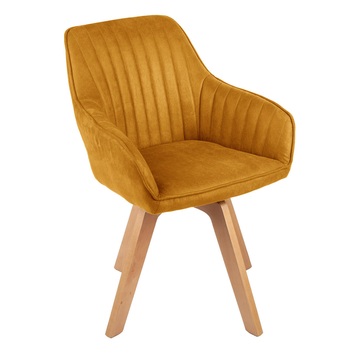 ARMLEHNSTUHL LIVORNO Samt Senfgelb - Gelb/Braun, Holz/Textil (62/84/62cm) - riess-ambiente
