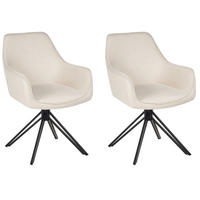 ESSZIMMERSTUHL 2er-Set drehbar Hellbeige Jodar - Beige, Textil (56/83/60cm) - Beliani