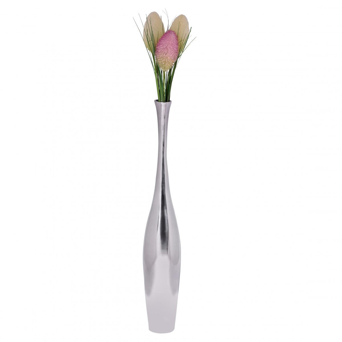 VASE Aluminium Modern Stil 100 cm hoch Silber handgefertigt - Silberfarben, Metall (75cm) - KADIMA DESIGN