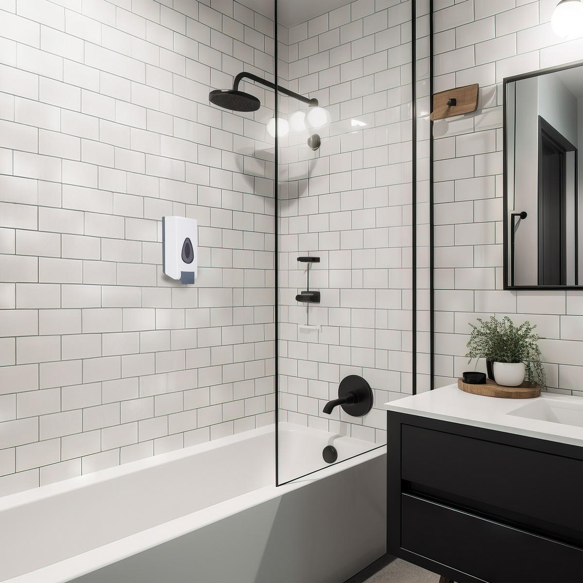 2XWANDSEIFENSPENDER - Weiß, Kunststoff (8/19/8cm) - Relaxdays