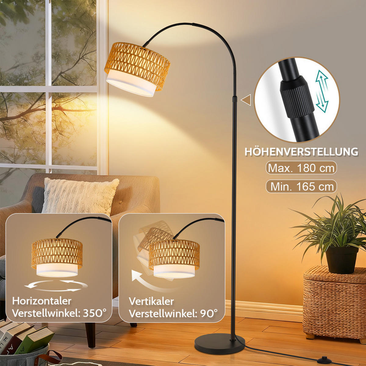 STEHLEUCHTE COLLINS Ⅲ 26/30/181 cm - Weiß, Metall (26/30/181cm) - Nettlife