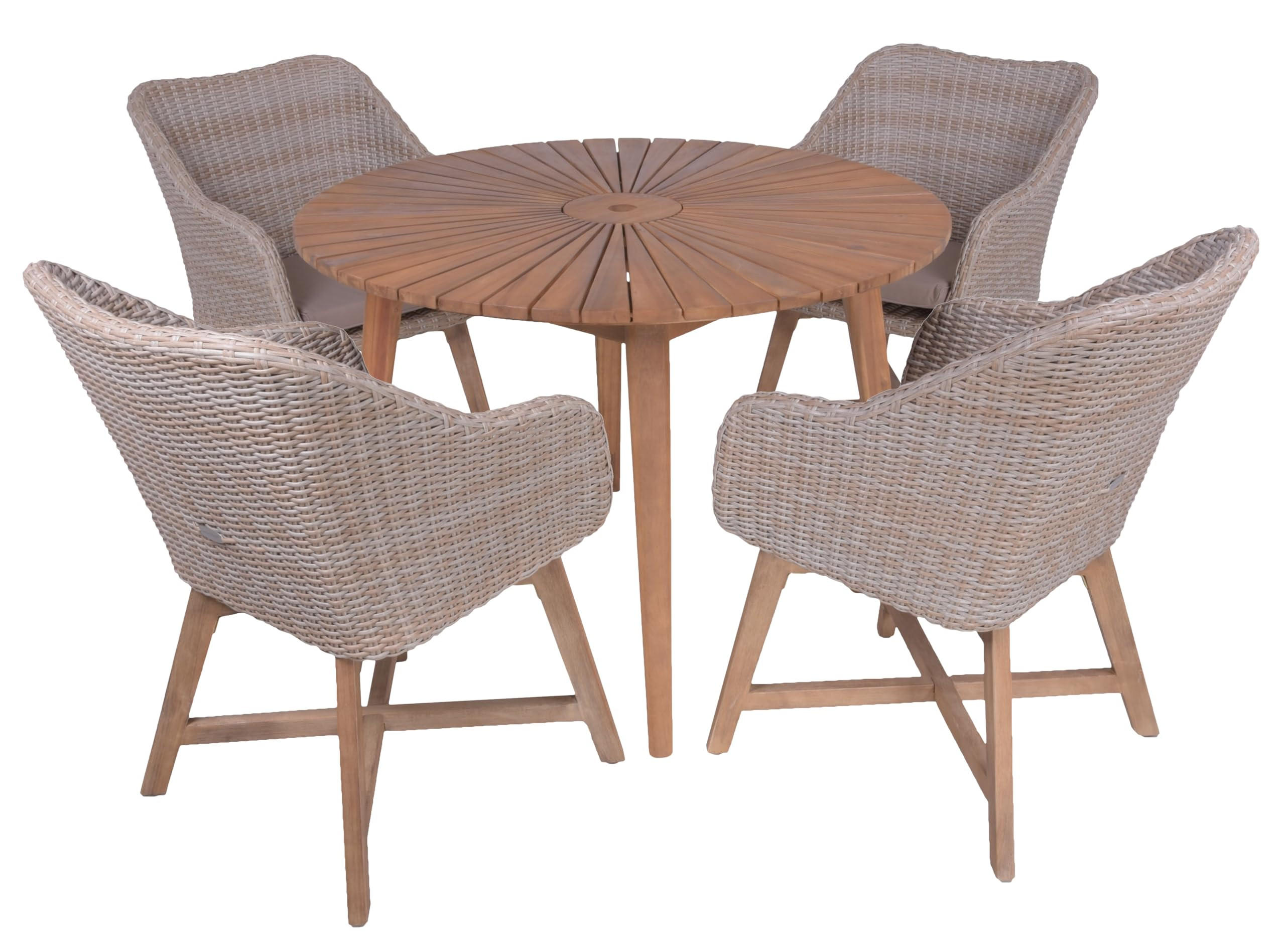 GARTEN-SITZGRUPPE Elvira 5-teilig Gartenmöbel-Set - Hellbraun, Holz - DELUKE