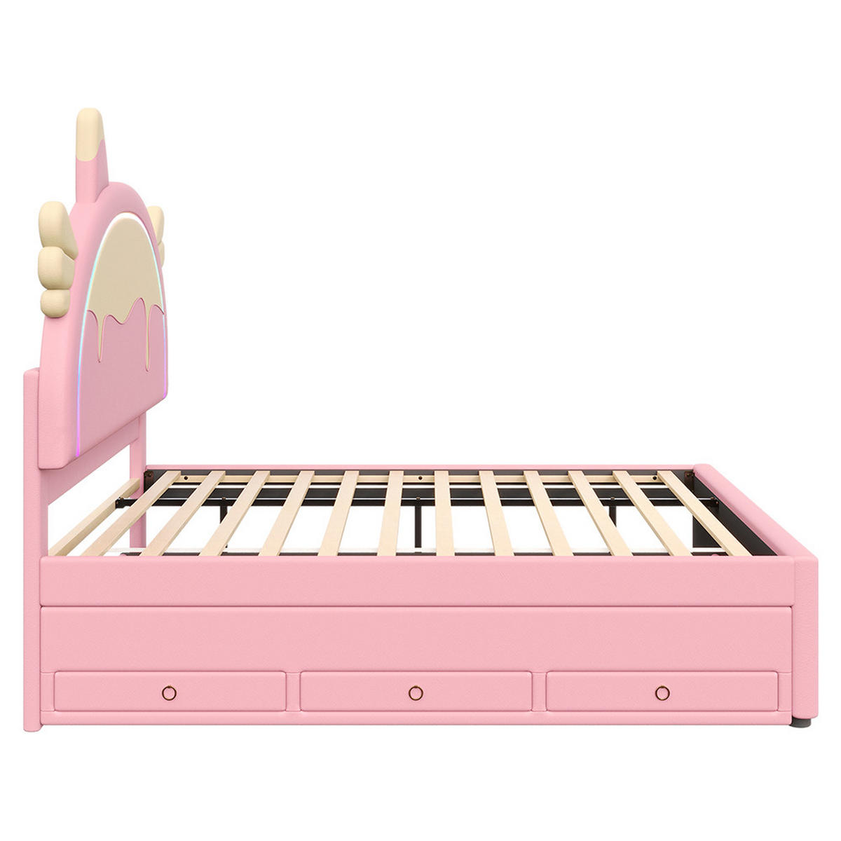 KINDERBETT 140/200 cm in PU Rosa mit Einhornform - Pink, Holz/Textil (140/200cm) - KOMHTOM