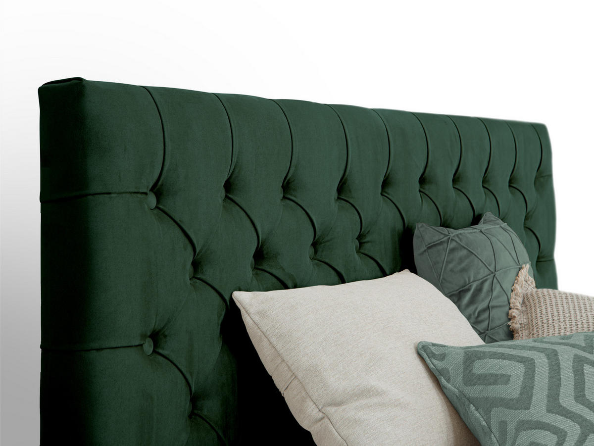 BOXSPRINGBETT Victoria Olive 160 /200 cm H3/H4 Samt - Olivgrün, Textil (160/200cm) - wonello