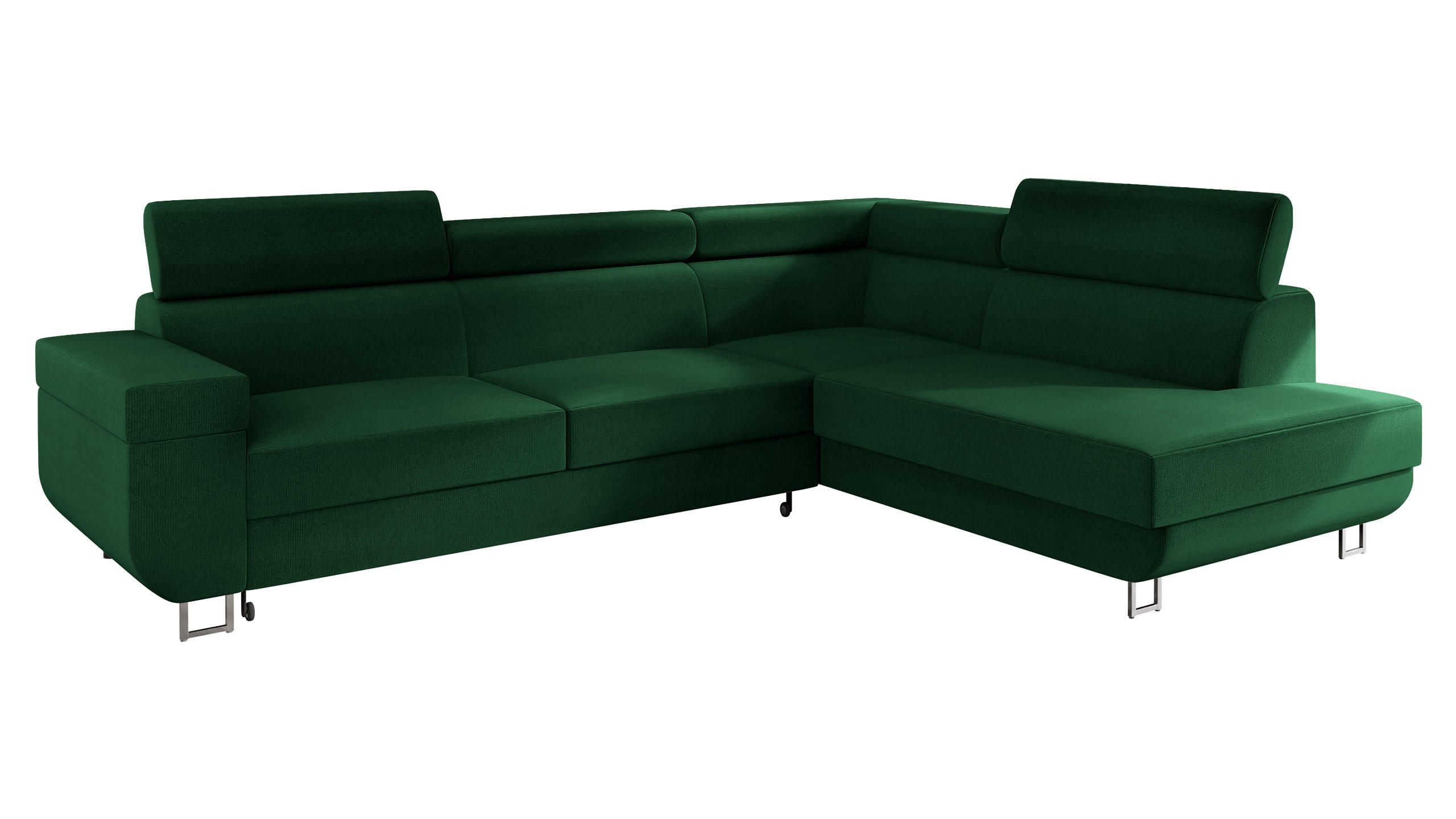 ECKSOFA Fonti, Seite: Rechts - Dunkelgrün, Holz/Textil (253/188cm) - MIRJAN24