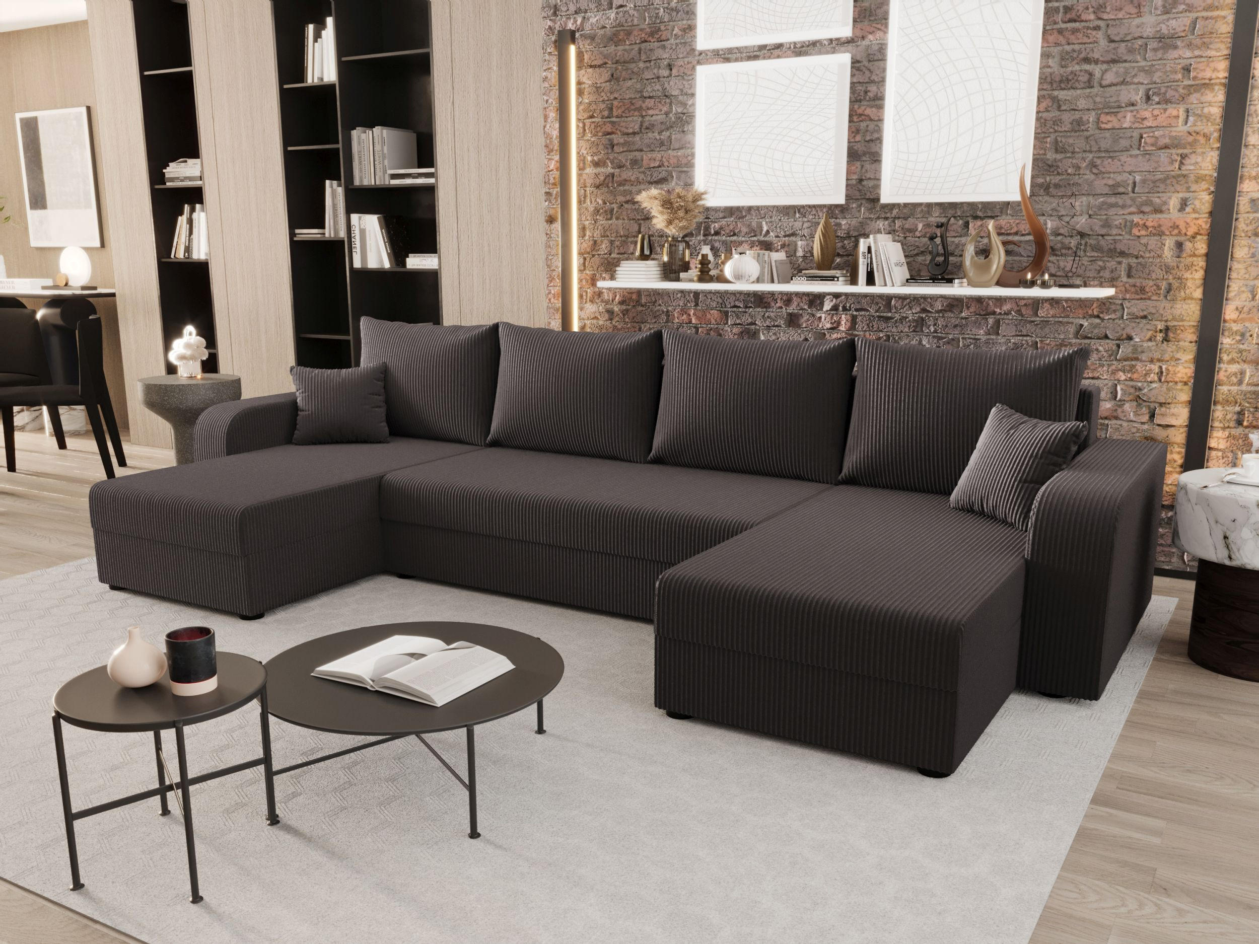 WOHNLANDSCHAFT HEWLET U BIS Zoom 21 mit Schlaffunktion - Dunkelgrau, Textil (305/90/140cm) - Bedante