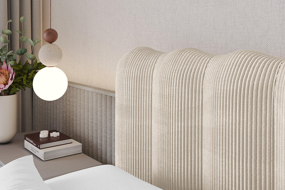 POLSTERBETT mit Bettkasten und Lattenrost, Bett mit Matratze H3/H4 - SORA 180x200 Beige - Creme, Holzwerkstoff/Textil (180/200cm) - ALTDECOR