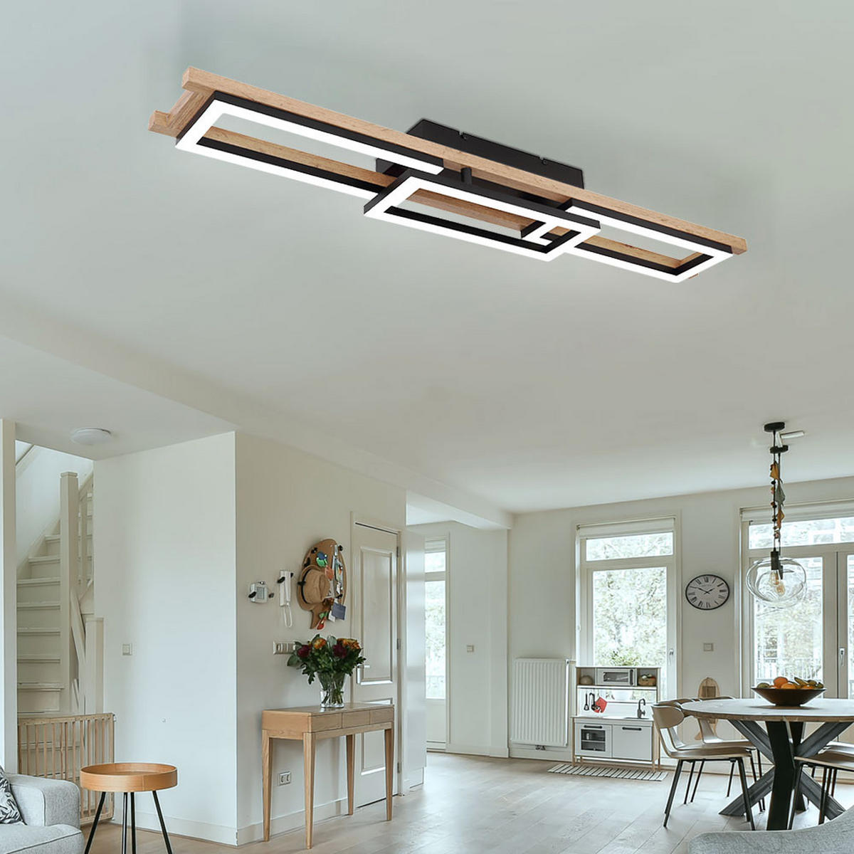 LED DECKENLEUCHTE ILLA Braun Holzoptik - Braun, Metall (100/13.5/11cm) - Globo Lighting