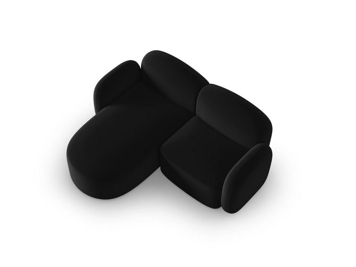 ECKSOFA links Blair aus Samt schwarz 3 Sitzplätze - Schwarz, Textil (155/194cm) - Micadoni