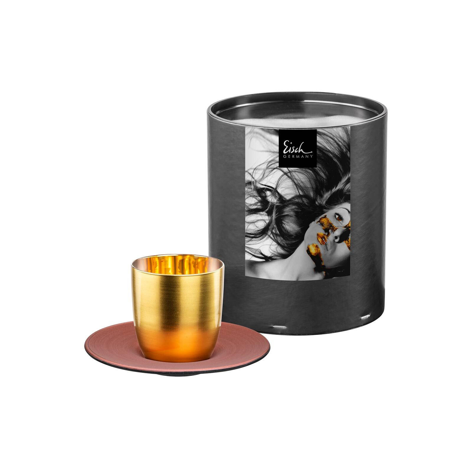 ESPRESSOTASSE MIT UNTERTASSE Cosmo Collect Gold / Kupfer 100 ml - Goldfarben/Kupferfarben, Glas (0.1L) - Eisch
