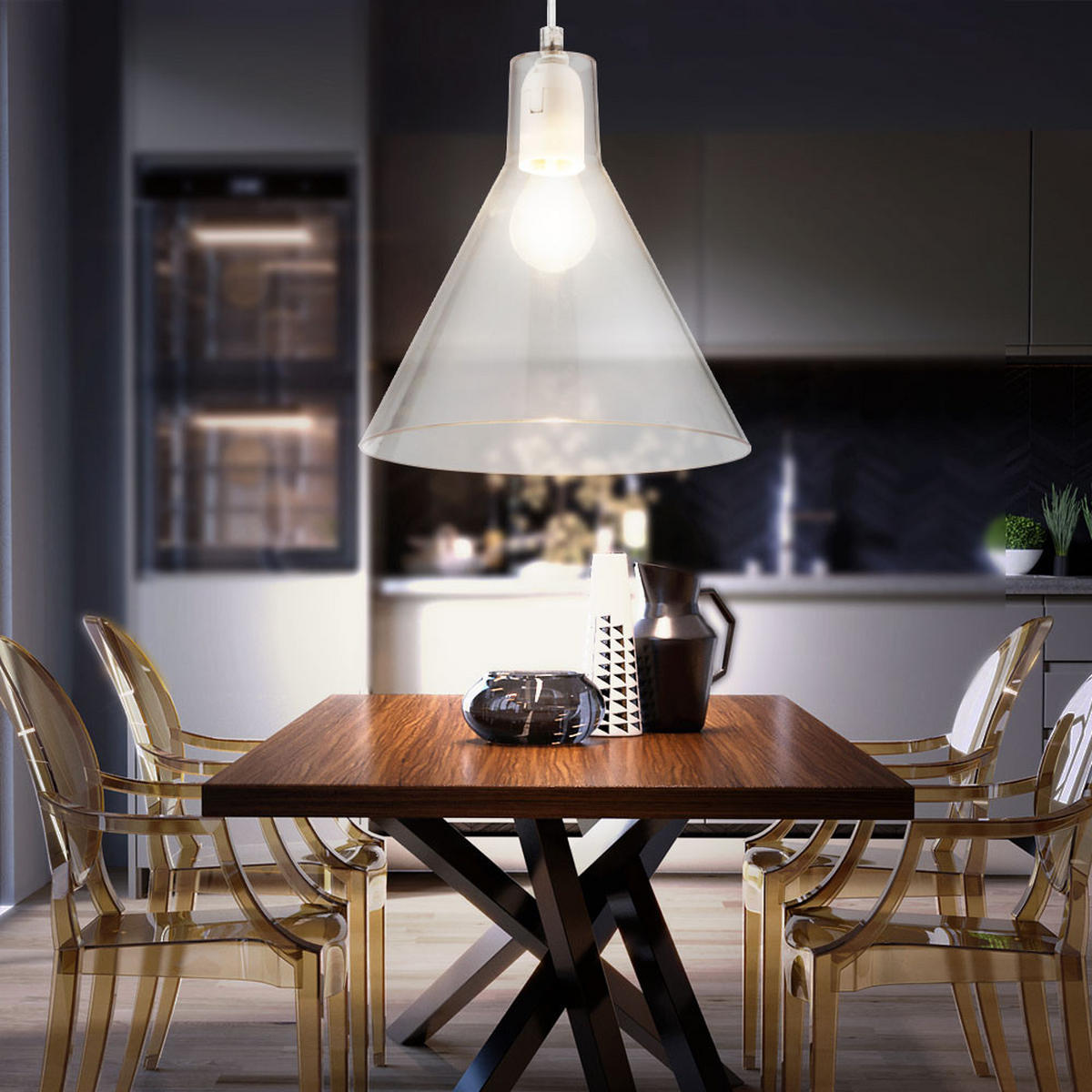 HÄNGELEUCHTE Metall Klar CONNY - Klar, Metall (21.5/21.5/113cm) - Globo Lighting