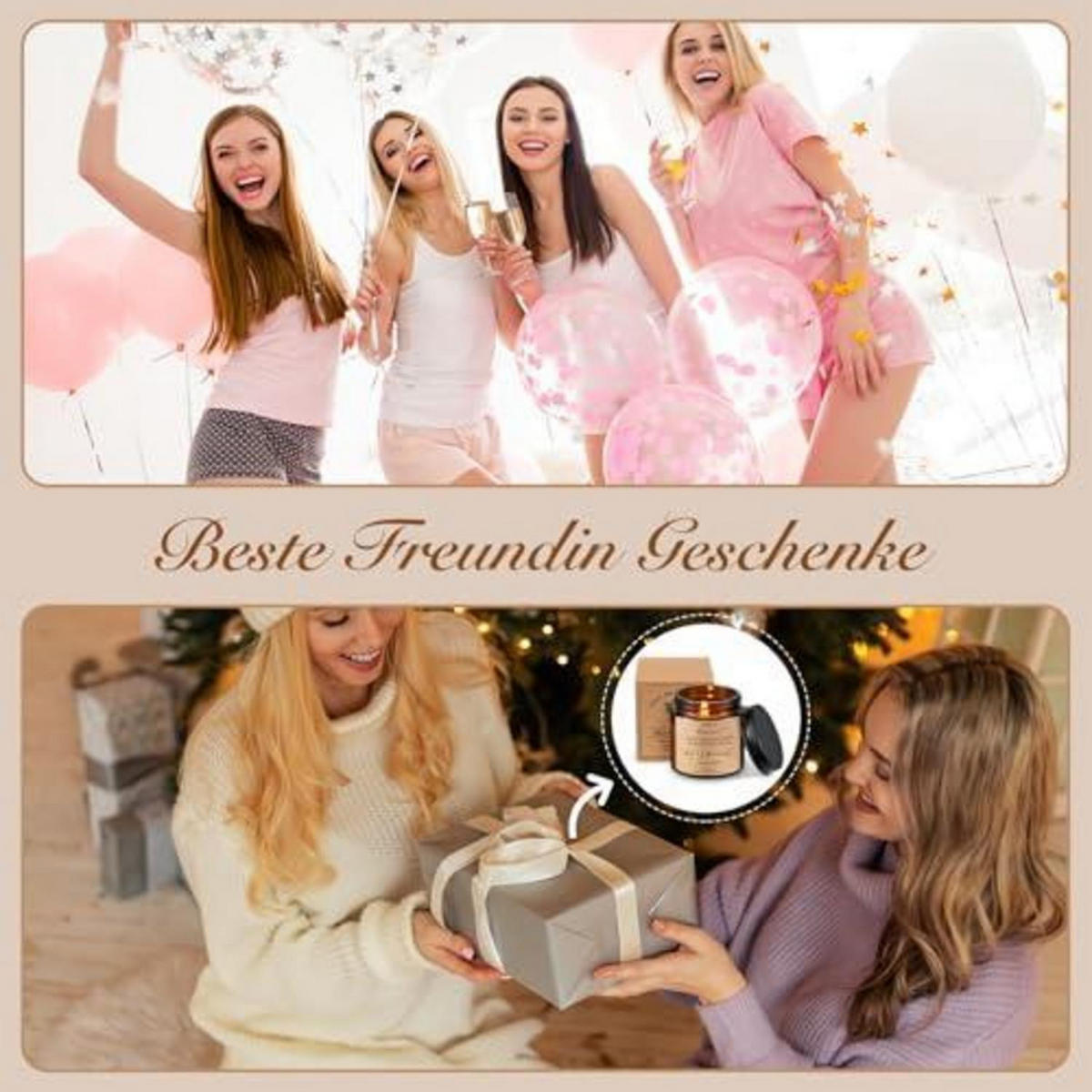 DUFTKERZE im Glas mit Spruch Englische Birne & Freesie 100g - Braun, Glas (9cm)