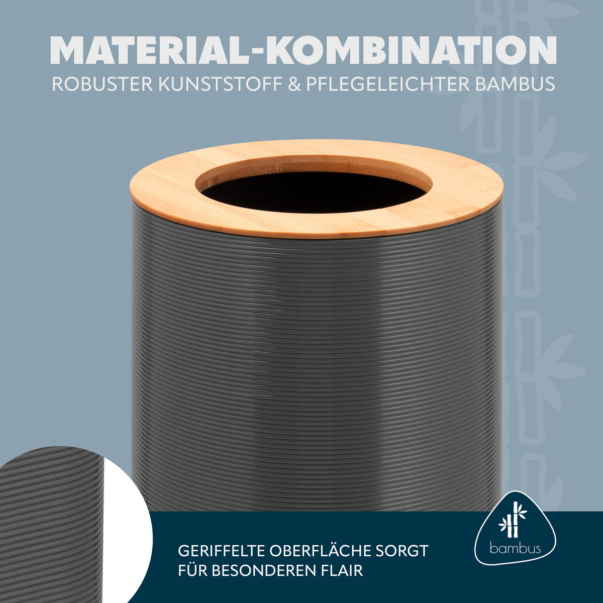 KOSMETIKEIMER SEGNO 5,5 Liter, grau - Grau, Kunststoff (19/24.5/19cm) - bremermann