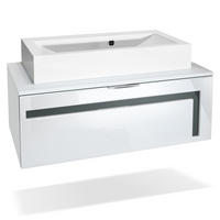 WASCHBECKENUNTERSCHRANK Aloha Absetzungen in Grau Hochglanz - Grau, Holzwerkstoff (96/36/51cm) - Vladon